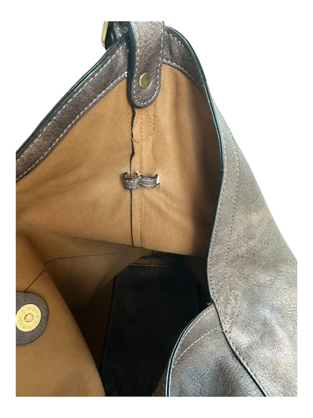 CLUCl Hobo Bag with Matching Cosmetic Pouch Vegan Leather V Design Designer Tote